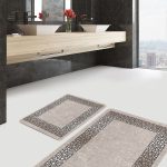 2'li Set Lacivert Zeminde Uşak Motifli Geleneksel Desenli Vintage Avangarde  2'li Banyo & Mutfak Paspas Takımı Realhomes