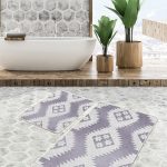 2'li Set Mavi Zeminde Eskitme Motifli Duvar Desenli Modern Eskitme Motifli  2'li Banyo & Mutfak Paspas Takımı Realhomes