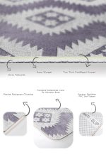 - PaspasTakimi-2li-Set466-Gorsel-3 - Realhomes  2'li Set Gri Zeminde Baklava Motifli Kilim Desenli Bohem Sade & Şık  2'li Banyo & Mutfak Paspas Takımı Realhomes