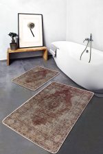 2'li Set Kiremit Zeminde Osmanlı Motifli Eskitme Desenli Avangarde Eskitme Motifli  2'li Banyo & Mutfak Paspas Takımı Realhomes