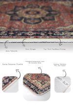 2'li Set Krem Zeminde Halı Motifli İran Desenli Avangarde Vintage  2'li Banyo & Mutfak Paspas Takımı Realhomes