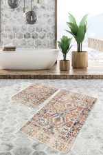 - PaspasTakimi-2li-Set473-Gorsel-4 - Realhomes  2'li Set Krem Zeminde Osmanlı Motifli Kilim Desenli Etnik Motifler Eskitme Motifli  2'li Banyo & Mutfak Paspas Takımı Realhomes