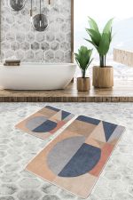 - PaspasTakimi-2li-Set474-Gorsel-5 - Realhomes 2'li Set Pastel Zeminde Modern Motifli Geometrik Desenli Geometrik Sade & Şık 2'li Banyo & Mutfak Paspas Takımı Realhomes