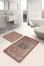 - PaspasTakimi-2li-Set479-Gorsel-2 - Realhomes  2'li Set Kiremit Zeminde Çerçeve Motifli Kilim Desenli Avangarde Etnik Motifler  2'li Banyo & Mutfak Paspas Takımı Realhomes