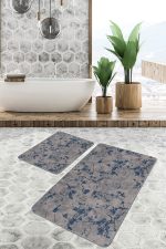 - PaspasTakimi-2li-Set481-Gorsel-1 - Realhomes  2'li Set Füme Zeminde Sanat Motifli Lacivert Boya Desenli Eskitme Motifli Modern  2'li Banyo & Mutfak Paspas Takımı Realhomes