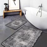 2'li Set Lacivert Zeminde Osmanlı Motifli Altın Detay Desenli Avangarde Eskitme Motifli  2'li Banyo & Mutfak Paspas Takımı Realhomes