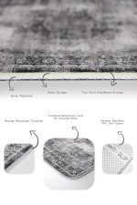 - PaspasTakimi-2li-Set484-Gorsel-3 - Realhomes  2'li Set Gri Zeminde Damask Motifli Kilim Desenli Eskitme Motifli Etnik Motifler  2'li Banyo & Mutfak Paspas Takımı Realhomes