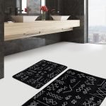 2'li Set Mavi - Beyaz Zeminde Göbekli Halı Motifli Vintage Desenli Etnik Motifler Avangarde  2'li Banyo & Mutfak Paspas Takımı Realhomes