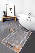 - PaspasTakimi-2li-Set499-Gorsel - Realhomes  2'li Set Renkli Zeminde Çerçeve Motifli Eskitme Desenli Eskitme Motifli Klasik  2'li Banyo & Mutfak Paspas Takımı Realhomes