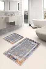 - PaspasTakimi-2li-Set499-Gorsel-4 - Realhomes  2'li Set Renkli Zeminde Çerçeve Motifli Eskitme Desenli Eskitme Motifli Klasik  2'li Banyo & Mutfak Paspas Takımı Realhomes