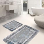 2'li Set Bej Zeminde Dokuma Halı Motifli Eskitme Desenli Eskitme Motifli Vintage  2'li Banyo & Mutfak Paspas Takımı Realhomes