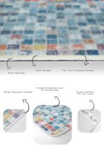 2'li Set Renkli Zeminde Eskitme Motifli Kare Desenli Vintage Eskitme Motifli  2'li Banyo & Mutfak Paspas Takımı Realhomes