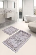 - PaspasTakimi-2li-Set503-Gorsel-5 - Realhomes  2'li Set Bordo Zeminde Eskitme Motifli Çerçeve Desenli Eskitme Motifli Vintage  2'li Banyo & Mutfak Paspas Takımı Realhomes