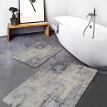 2'li Set Pembe - Ekru Zeminde Geometrik Motifli Mermer Desenli Sade & Şık Geometrik  2'li Banyo & Mutfak Paspas Takımı Realhomes