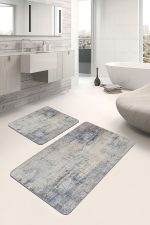 - PaspasTakimi-2li-Set507-Gorsel-4 - Realhomes  2'li Set Renkli Zeminde Modern Motifli Halı Desenli Eskitme Motifli Vintage  2'li Banyo & Mutfak Paspas Takımı Realhomes