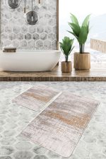 - PaspasTakimi-2li-Set508-Gorsel-1 - Realhomes  2'li Set Renkli Zeminde Modern Motifli Halı Desenli Vintage Eskitme Motifli  2'li Banyo & Mutfak Paspas Takımı Realhomes