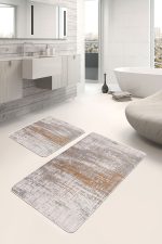 - PaspasTakimi-2li-Set508-Gorsel - Realhomes  2'li Set Renkli Zeminde Modern Motifli Halı Desenli Vintage Eskitme Motifli  2'li Banyo & Mutfak Paspas Takımı Realhomes