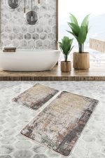 - PaspasTakimi-2li-Set510-Gorsel-1 - Realhomes 2'li Set Renkli Zeminde Halı Motifli Modern Desenli Vintage Eskitme Motifli 2'li Banyo & Mutfak Paspas Takımı Realhomes