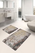 - PaspasTakimi-2li-Set510-Gorsel - Realhomes 2'li Set Renkli Zeminde Halı Motifli Modern Desenli Vintage Eskitme Motifli 2'li Banyo & Mutfak Paspas Takımı Realhomes