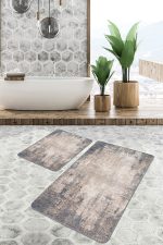 - PaspasTakimi-2li-Set514-Gorsel-1 - Realhomes  2'li Set Renkli Zeminde Halı Motifli Modern Desenli Eskitme Motifli Vintage  2'li Banyo & Mutfak Paspas Takımı Realhomes