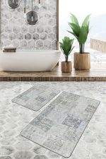 - PaspasTakimi-2li-Set515-Gorsel-1 - Realhomes 2'li Set Renkli Zeminde Halı Motifli Modern Desenli Avangarde Etnik Motifler 2'li Banyo & Mutfak Paspas Takımı Realhomes