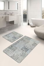 - PaspasTakimi-2li-Set515-Gorsel - Realhomes 2'li Set Renkli Zeminde Halı Motifli Modern Desenli Avangarde Etnik Motifler 2'li Banyo & Mutfak Paspas Takımı Realhomes