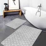 2'li Set Siyah - Kahverengi Zeminde Tablo Motifli Modern Desenli Geometrik Bohem  2'li Banyo & Mutfak Paspas Takımı Realhomes