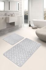 - PaspasTakimi-2li-Set517-Gorsel-4 - Realhomes  2'li Set Beyaz Zeminde Gri Motifli Geometrik Desenli Geometrik Sade & Şık  2'li Banyo & Mutfak Paspas Takımı Realhomes