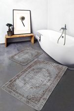 - PaspasTakimi-2li-Set521-Gorsel-1 - Realhomes 2'li Set Renkli Zeminde Kilim Motifli Hereke Desenli Avangarde Eskitme Motifli 2'li Banyo & Mutfak Paspas Takımı Realhomes