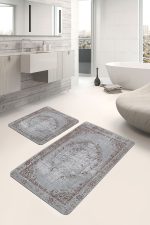 - PaspasTakimi-2li-Set521-Gorsel-5 - Realhomes 2'li Set Renkli Zeminde Kilim Motifli Hereke Desenli Avangarde Eskitme Motifli 2'li Banyo & Mutfak Paspas Takımı Realhomes