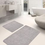 2'li Set Gri Zeminde Çerçeveli Motifli Eskitme Desenli Geometrik Klasik  2'li Banyo & Mutfak Paspas Takımı Realhomes