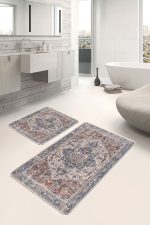 - PaspasTakimi-2li-Set523-Gorsel-4 - Realhomes  2'li Set Renkli Zeminde Soyut Motifli Kilim Desenli Eskitme Motifli Avangarde  2'li Banyo & Mutfak Paspas Takımı Realhomes