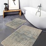 2'li Set Kırmızı Zeminde Etnik Motifli Uşak Desenli Eskitme Motifli Avangarde  2'li Banyo & Mutfak Paspas Takımı Realhomes