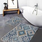 2'li Set Gri Zeminde Kilim Motifli Uşak Desenli Avangarde Vintage  2'li Banyo & Mutfak Paspas Takımı Realhomes
