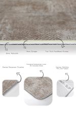 2'li Set Ekru Zeminde Örgü Motifli Eskitme Desenli Vintage Eskitme Motifli  2'li Banyo & Mutfak Paspas Takımı Realhomes