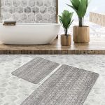 2'li Set Krem Zeminde Geometrik Motifli Tribal Desenli Geometrik Klasik  2'li Banyo & Mutfak Paspas Takımı Realhomes