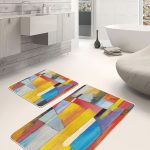 2'li Set Bej Zeminde Patchwork Motifli Çiçek Desenli Vintage Klasik  2'li Banyo & Mutfak Paspas Takımı Realhomes
