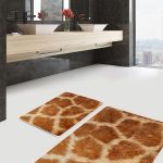 2'li Set Siyah - Gri Zeminde Mermer Motifli Klasik Desenli Geometrik Sade & Şık  2'li Banyo & Mutfak Paspas Takımı Realhomes