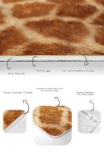 2'li Set Kahverengi Zeminde Zürafa Motifli Post Desenli Sade & Şık Klasik  2'li Banyo & Mutfak Paspas Takımı Realhomes