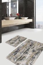 - PaspasTakimi-2li-Set535-Gorsel-2 - Realhomes  2'li Set Renkli Zeminde Soyut Motifli Duvar Desenli Eskitme Motifli Vintage  2'li Banyo & Mutfak Paspas Takımı Realhomes