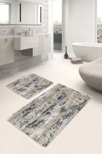 - PaspasTakimi-2li-Set535-Gorsel-5 - Realhomes  2'li Set Renkli Zeminde Soyut Motifli Duvar Desenli Eskitme Motifli Vintage  2'li Banyo & Mutfak Paspas Takımı Realhomes