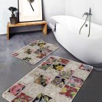 2'li Set Lacivert Zeminde Yöresel Motifli Dokuma Desenli Etnik Motifler Avangarde  2'li Banyo & Mutfak Paspas Takımı Realhomes