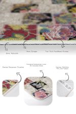 2'li Set Krem Zeminde Patchwork Motifli Örme Desenli Klasik Vintage  2'li Banyo & Mutfak Paspas Takımı Realhomes