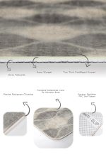 2'li Set Krem Zeminde Klasik Motifli Geometrik Desenli Geometrik Sade & Şık  2'li Banyo & Mutfak Paspas Takımı Realhomes