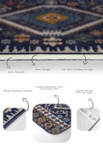 - PaspasTakimi-2li-Set539-Gorsel-3 - Realhomes  2'li Set Lacivert Zeminde İran Motifli Kilim Desenli Avangarde Vintage  2'li Banyo & Mutfak Paspas Takımı Realhomes