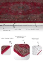 2'li Set Kırmızı Zeminde Antik Motifli Pers Desenli Avangarde Klasik  2'li Banyo & Mutfak Paspas Takımı Realhomes