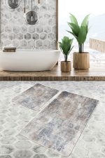 - PaspasTakimi-2li-Set541-Gorsel - Realhomes  2'li Set Krem Zeminde Antik Motifli Eskitme Desenli Eskitme Motifli Klasik  2'li Banyo & Mutfak Paspas Takımı Realhomes