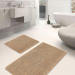 2'li Set Siyah - Kırmızı Zeminde Patchwork Motifli Kanaviçe Desenli Vintage Floral  2'li Banyo & Mutfak Paspas Takımı Realhomes