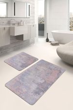 - PaspasTakimi-2li-Set544-Gorsel-2 - Realhomes  2'li Set Gri Zeminde Eskitme Motifli Antik Desenli Eskitme Motifli Sade & Şık  2'li Banyo & Mutfak Paspas Takımı Realhomes