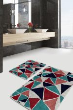 - PaspasTakimi-2li-Set546-Gorsel-2 - Realhomes 2'li Set Gri Zeminde Üçgen Motifli Geometrik Desenli Geometrik Sade & Şık 2'li Banyo & Mutfak Paspas Takımı Realhomes